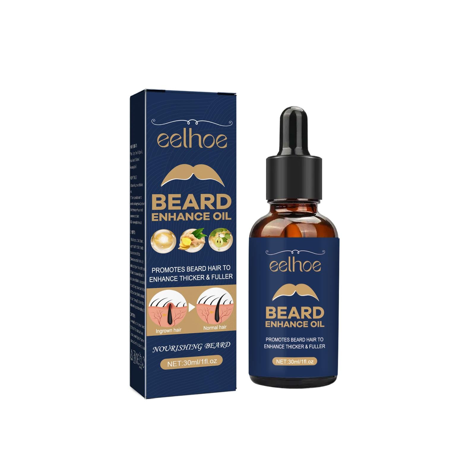 EELHOE Beard Care Oil - Strengthen and Nourish Beard Roots Moisturizing and Shine-Enhancing Beard Growth Serum for Men Hair Care Hydrating
