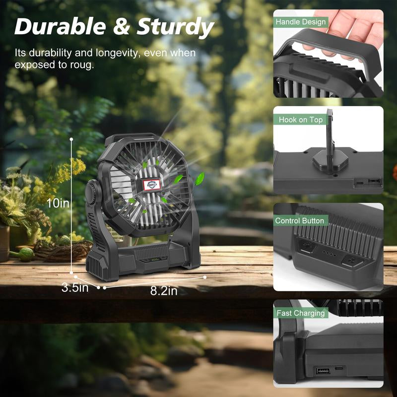 Battery Fan with 10400/20000Mah Power Bank Multifunction Fans Mist Fan Portable Waist Fan