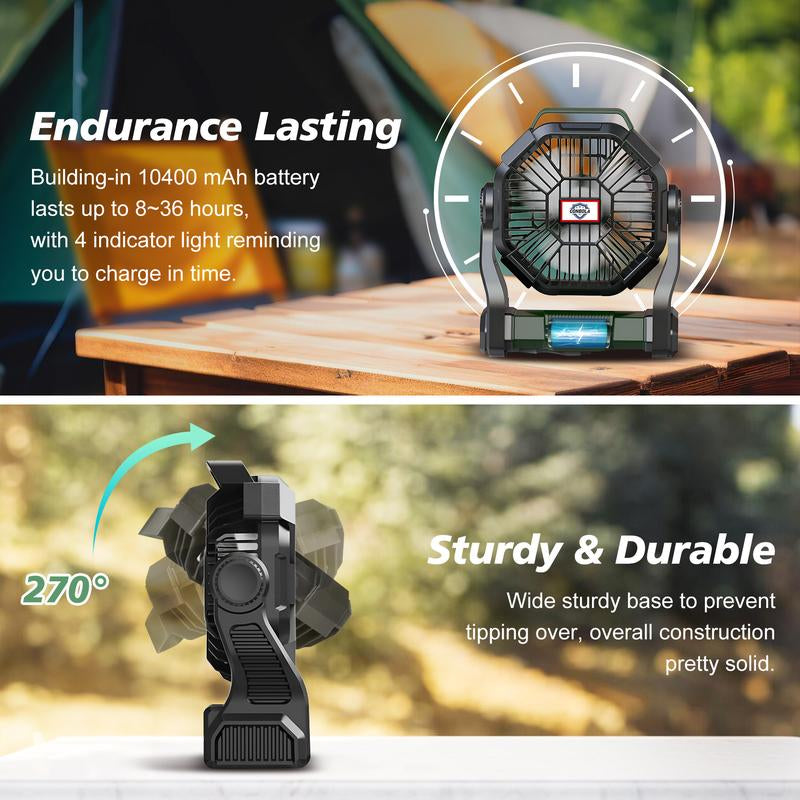 Battery Fan with 10400/20000Mah Power Bank Multifunction Fans Mist Fan Portable Waist Fan