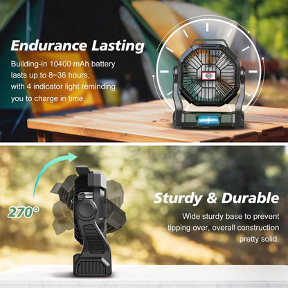 Battery Fan with 10400/20000Mah Power Bank Multifunction Fans Mist Fan Portable Waist Fan